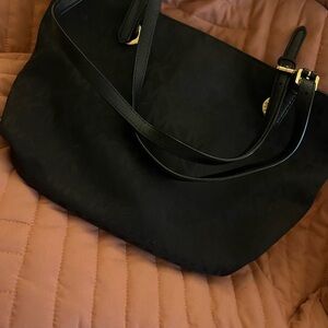 Black Handbag with Gold Accents